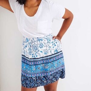 LOFT Blue And White Paisley Floral Print Skirt Sz Large NWOT